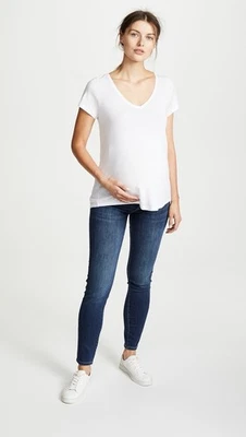 Hatch Maternity Women's The Maternity Fitted V Neck White Tee SZ 4 NWT MSRP $88 - Image 1 of 4