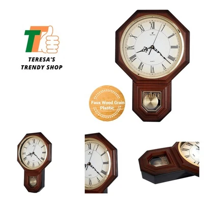 Traditional Schoolhouse Gradient Roman Regulator Wall Clock, Chiming Wall Clo... - Image 1 of 4