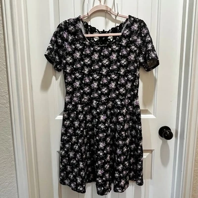 Forever 21+ Purple Floral Grunge Dress with Crochet Back Detail - 1X - Image 1 of 4