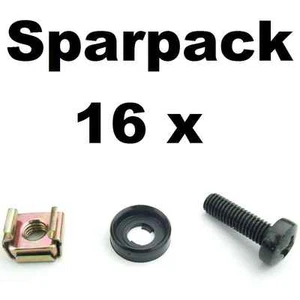 16 x Rackschraube M6 x 20, U-Scheibe versenkt, Käfigmutter für Stahl Rackschiene - Bild 1 von 7