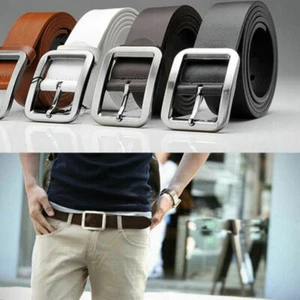 Men's Casual Genuine Leather Dress Belt Pin Buckle Waist Strap Belts Waistband - Picture 1 of 12