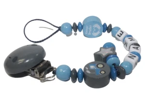 Schnullerkette mit Namen ★Traktor ★ Bruder ★ Junge ★ grau ★ blau ★ Babygeschenk - Bild 1 von 8
