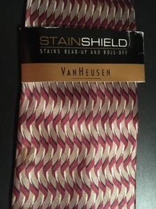 Van Heusen Fabric Stain Shield Repellent 58" Silk Tie Beige Rust White NWT 5611 - Picture 1 of 5