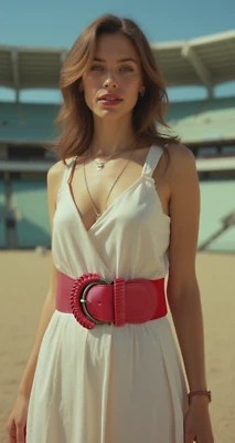 Women Wide Red Stretch Fashion Comfortable Strap Belt Hip Waist Gold Buckle S M - Image 1 of 4