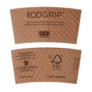Ecogrip Compostable Hot Cup Sleeves, Brown, Case of 1000 (EG-2000), 3.5" (DR) - Picture 1 of 5