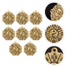 8Pcs Bagua Mirror Charm Vintage Chinese Amulet Pendants Yang Protection Decor-Dn