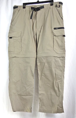 BC Clothing Tan Brown Convertible Cotton/Nylon Cargo Pants with Web Belt XL x 30 - Image 1 of 2