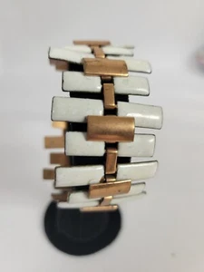 1950's Vintage Matisse Renoir Copper White Enamel Bracelet - Picture 1 of 11
