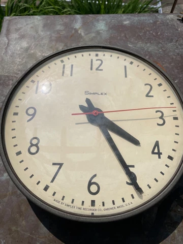 Simplex 14” Vintage Bank Wall Glass Dome Clock Cover