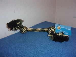 BRAND NEW "PAWS & CLAWS" DOG 9" GREEN & BLACK 2 KNOTTED ROPE TOY.. #8 - Picture 1 of 3