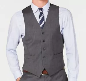 Michael Kors Men's Gray Classic Fit Wool Plaid Dress Suit Vest 36S - Picture 1 of 2