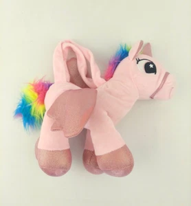 Carried Away Bags Rainbow Pink Unicorn Plush Purse Two Handles W Zipper - Picture 1 of 13