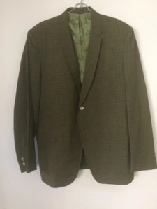 Vintage 1960s Mens 38R Forrest Foster Green/Brown Check Wool Blazer - Picture 1 of 10