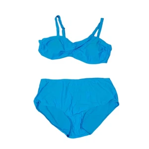 NEW! Sexy Blue Gathered Top Blue Two Piece Bathing Swim Suit PLUS Size - Picture 1 of 4