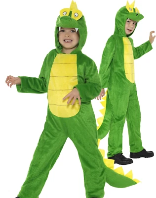 Crocodile Costume All In One Boys Girls Peter Pan Fancy Dress Book Day Age 4-12 - Image 1 of 2