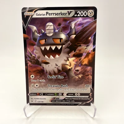 Galarian Perrserker V 129/196 Rare Sword & Shield Lost Origin Pokemon card LP - Image 1 of 2