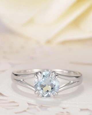 1.00 Ct Round Cut Lab Created Diamond Engagement Ring 14K White Gold Size 8 - Image 1 of 4