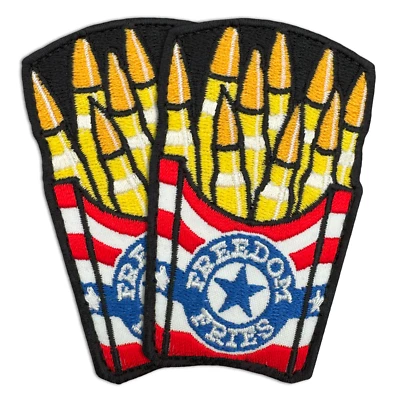 BLUYELLOW 2-Piece Freedom Fries Patch, Embroidered Hook and Loop Funny Military Tactical