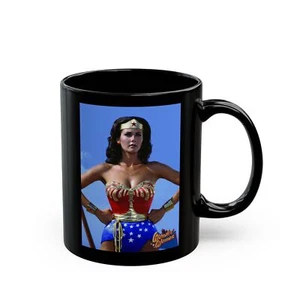 Wonder Woman retro 70's Lynda Carter Black mug 11oz - Picture 1 of 7