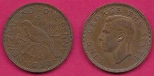 NEUSEELAND EIN PFENNIG 1950 VZ TUI VOGEL SITZEND AUF AST (Prosthemadera Novaeseel - Bild 1 von 1