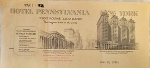 1925 NEW YORK The HOTEL PENNSYLVANIA managed by STATLER hotels CRIMMONS - Picture 1 of 2