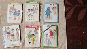 Lot-6 Vtg 1970-80 Baby & Toddler Girl Sewing Patterns-shorts, Sundress, Sailor - Picture 1 of 9
