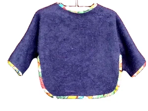 DESIGNER BIB - Navy with Farm print trim - 4 mths + - Picture 1 of 3