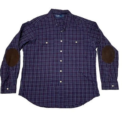 Camisa Polo Ralph Lauren de Colección a Cuadros con Botones Gamuza Parches en el Codo XL Ajuste Personalizado Foto 1 de 4