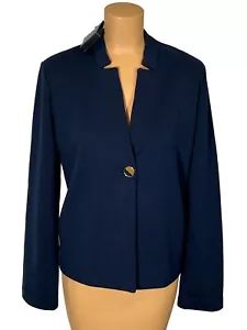 NWT ST. JOHN Knits Navy Blue Milano Knit Jacket Blazer sz 18 $1295 - Picture 1 of 5