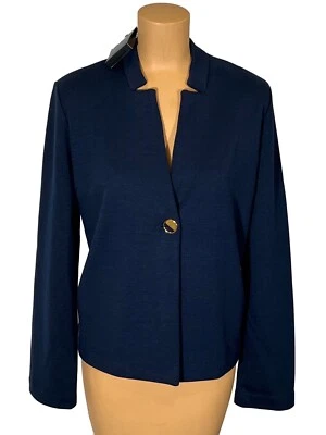 NWT ST. JOHN Knits Navy Blue Milano Knit Jacket Blazer sz 14 $1295 - Image 1 of 4
