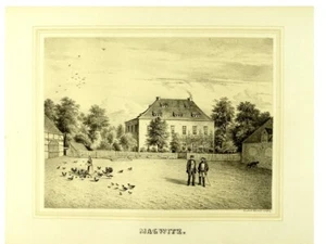 MAGWITZ RITTERGUT MIT BORDÜRE 1 Orig. getönte Litho .Blau Heise Pönicke - Bild 1 von 3