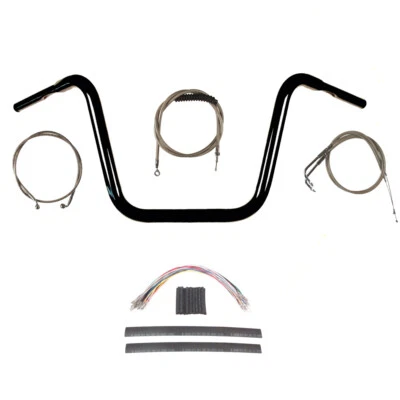 Kit de manillar Ape Hanger 2008-2011 Harley-Davidson Dyna Fat Bob 1/4" negro 14" Foto 1 de 3