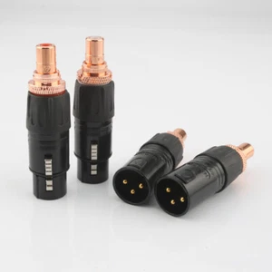 2pcs Red Copper Plated XLR to RCA Female Adapter HIFI Audio Cable Connector - Picture 1 of 13