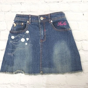 Gonna Fubu Denim Ricamata Bambina Taglia 8 - Foto 1 di 6