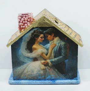 Legno, salvadanaio in legno, salvadanaio, salvadanaio, matrimonio, regalo in denaro, coppia di sposi - Foto 1 di 4