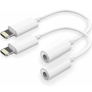 2X For iPhone Headphone lot Adapter Jack 8Pin to 3.5mm Aux Cord Dongle Converter - Picture 1 of 16