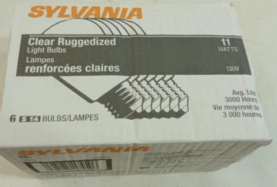 New in Package Sylvania 11S14 Clear Ruggedized S14 Bulb 11W 6 Pack 130v - Image 1 of 4