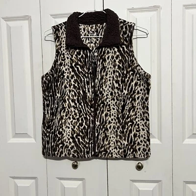 Chaleco Three Hearts Mujer Talla Grande Leopardo Polar Cremallera Cuello Imitación Piel Foto 1 de 3