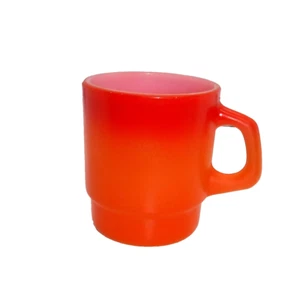Vintage Fire King Orange Milk Glass Mug – Retro Kitchen Coffee Cup - Picture 1 of 2