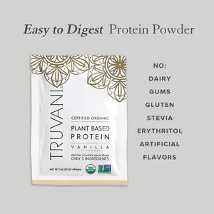 Truvani 3 PACK Plant Based Protein 3 Packets 1.02oz Each Vanilla,Banana,PnutBut - Picture 1 of 2