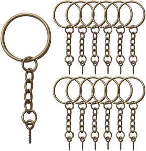 50Pcs 25Mm Split Key Ring with Extend Chain and 12Mm Screw Eye Pin for Craft Cha - Picture 1 of 7
