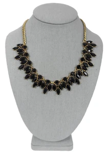 J Crew Necklace Art Deco Style Black Crystal Half Collar Granny Core Bib Vintage - Picture 1 of 8