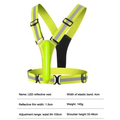 LED Running Vest USB Rechargeable Reflective Glowing Straps High Visibility - Image 1 of 4