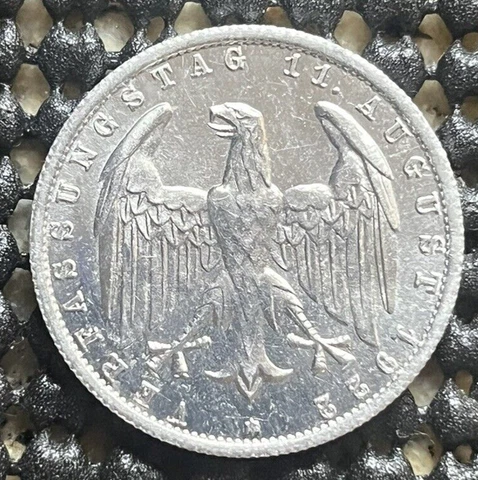 1922 GERMAN 3 MARK - AU/UNC - Great Aluminum Coin! Cover