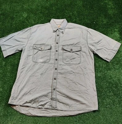Vintage Camel Shirt Mens Medium Button Down Gray Single Stitch Pockets Mens 90s - Image 1 of 4