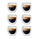 4X(6 Sets of 80Ml -Layer Hollow Glass Coffee Cup Sets for Drinking Tea, Coffee, 