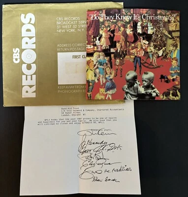 Band Aid Do They Know It’s Christmas Rare Columbia 45 w, WPLJ letter & mailer - Image 1 of 4