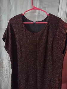 Elementz Top Size XL Red And Black Sparkle Short Sleeve Stretchy Shimmer - Picture 1 of 9