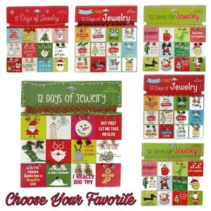 12 días de joyería pendientes de tachuelas de Navidad y gargantilla juego de regalo de vacaciones muchos estilos - Imagen 1 de 13