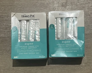 THE HONEY POT COMPANY 100% ORGANIC SUPER TAMPONS - 24 COUNT x2 - Picture 1 of 4